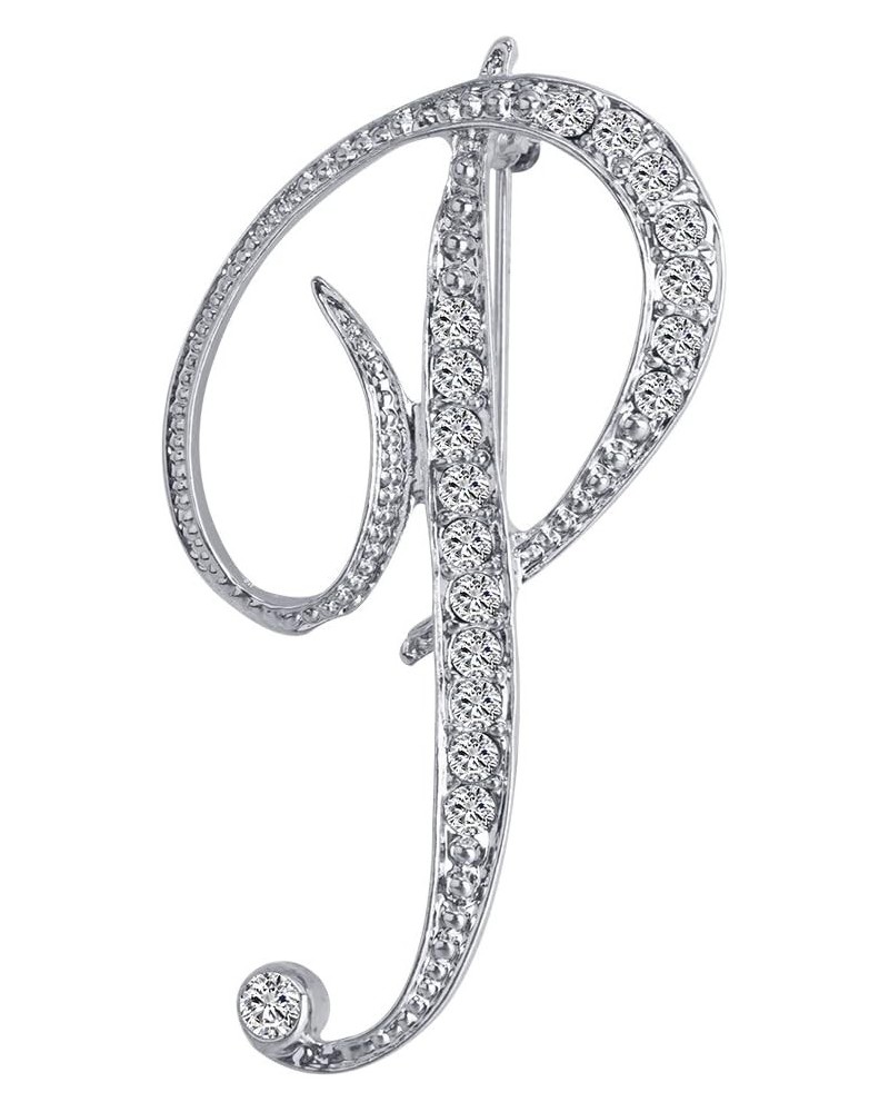 Letter Brooch A-Z 26 Personalized Design Initial Letters Pins Clear Crystal Rhinestone Brooch pin P $6.71 Brooches & Pins