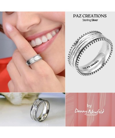 Paz Creations Women's 925 Sterling Silver Spinner Ring - Sturdy Band Ring With Three Spinners - Statement Fidget Ring - Boho ...