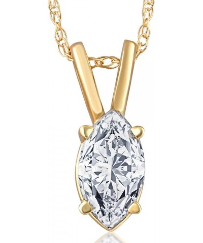 3/8Ct Marquise Natural Diamond Solitaire Pendant White or Yellow Gold Necklace Yellow Gold $106.75 Necklaces