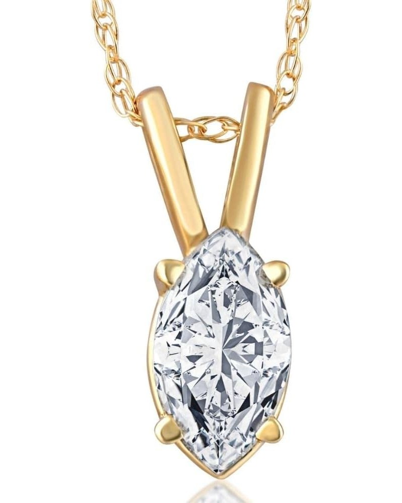 3/8Ct Marquise Natural Diamond Solitaire Pendant White or Yellow Gold Necklace Yellow Gold $106.75 Necklaces