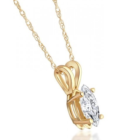 3/8Ct Marquise Natural Diamond Solitaire Pendant White or Yellow Gold Necklace Yellow Gold $106.75 Necklaces