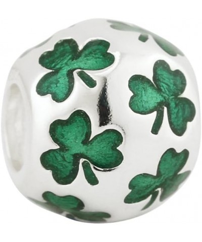 Bead Charm With Multiple Shamrocks Inlayed, Hallmarked Sterling Silver $26.65 Bracelets