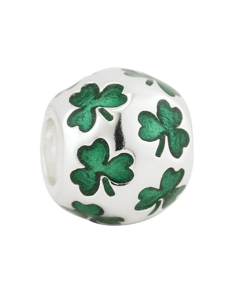 Bead Charm With Multiple Shamrocks Inlayed, Hallmarked Sterling Silver $26.65 Bracelets