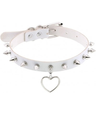 Multicolor PU Simulated Leather Silvert-tone Spikes Rivets Love Heart Ring Belt Collar Choker Necklace White $8.11 Necklaces