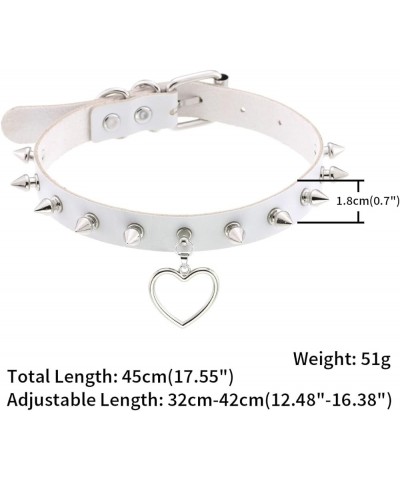 Multicolor PU Simulated Leather Silvert-tone Spikes Rivets Love Heart Ring Belt Collar Choker Necklace White $8.11 Necklaces