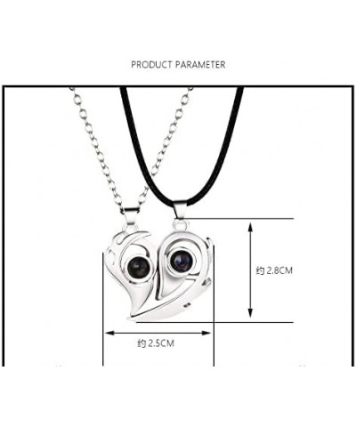 2 Pcs Magnetic Matching Necklace Sun Moon Projection 100 Languages I Love You BFF Necklace for Lover Cople Heart Set $7.50 Ne...