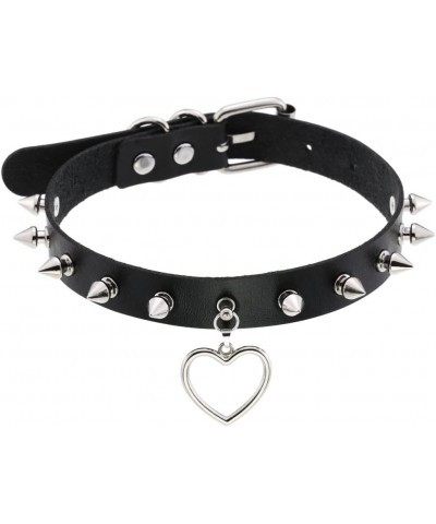 Multicolor PU Simulated Leather Silvert-tone Spikes Rivets Love Heart Ring Belt Collar Choker Necklace White $8.11 Necklaces