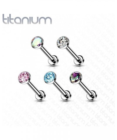 Dynamique Implant Grade Titanium Threadless Push in Labret With Bezel Set CZ Ball Top (Sold Per Piece) T:0.8mm L:6mm S:2mm Vi...