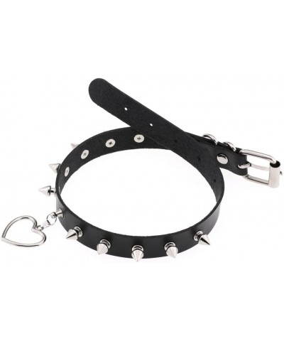 Multicolor PU Simulated Leather Silvert-tone Spikes Rivets Love Heart Ring Belt Collar Choker Necklace White $8.11 Necklaces