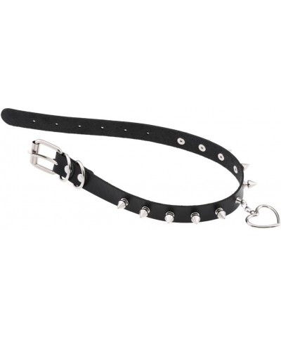 Multicolor PU Simulated Leather Silvert-tone Spikes Rivets Love Heart Ring Belt Collar Choker Necklace White $8.11 Necklaces