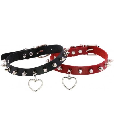 Multicolor PU Simulated Leather Silvert-tone Spikes Rivets Love Heart Ring Belt Collar Choker Necklace White $8.11 Necklaces