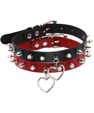 Multicolor PU Simulated Leather Silvert-tone Spikes Rivets Love Heart Ring Belt Collar Choker Necklace White $8.11 Necklaces