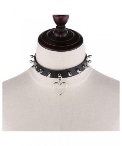 Multicolor PU Simulated Leather Silvert-tone Spikes Rivets Love Heart Ring Belt Collar Choker Necklace White $8.11 Necklaces