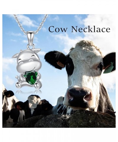 Animals Necklace for Women Daughter Sterling Silver 12 Month Birthstones Necklace Gifts Axolotl Cow Pig Cat Jewelry Gifts for...