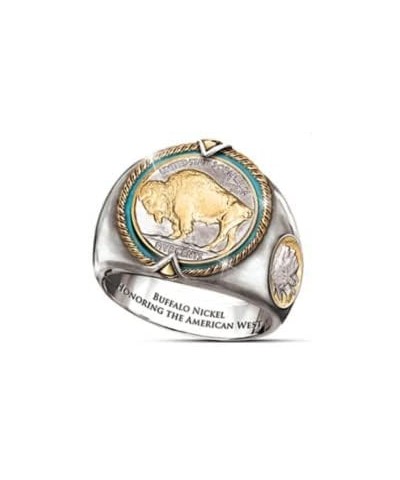 Buffalo Nickel with turquoise honoring native metal ring SIZE 7 $8.65 Rings