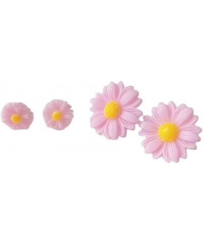 Plastic Daisy Flower Studs Earrings Bohemian Sweet Tiny Resin Sunflower Daisy Flower Stud Earrings Set for Women Girls Sensit...