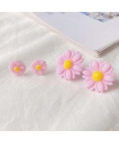 Plastic Daisy Flower Studs Earrings Bohemian Sweet Tiny Resin Sunflower Daisy Flower Stud Earrings Set for Women Girls Sensit...