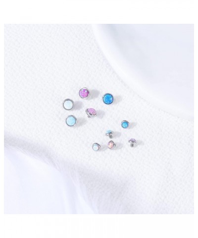 9PCS Opal 16G Dermal Anchor Tops 3mm 4mm, 14G Surgical Steel Internally Threaded Base Microdermal Piercing Jewelry for Women ...