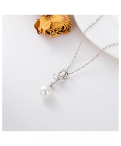 1/10cttw Real Diamonds and 9mm Natural White Pearl Necklace in Sterling Silver for Women (I2-I3 Clarity) B:8MM $47.04 Necklaces