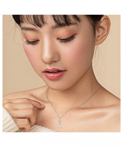 1/10cttw Real Diamonds and 9mm Natural White Pearl Necklace in Sterling Silver for Women (I2-I3 Clarity) B:8MM $47.04 Necklaces