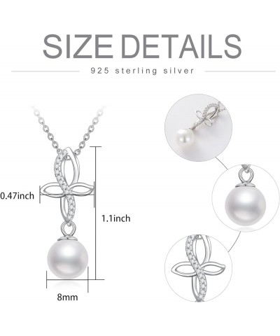 1/10cttw Real Diamonds and 9mm Natural White Pearl Necklace in Sterling Silver for Women (I2-I3 Clarity) B:8MM $47.04 Necklaces