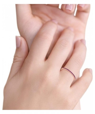 2mm Full Eternity Stackable Band Ring 925 Sterling Silver Choose Color Rose Tone, Simulated Amethyst CZ $11.00 Rings