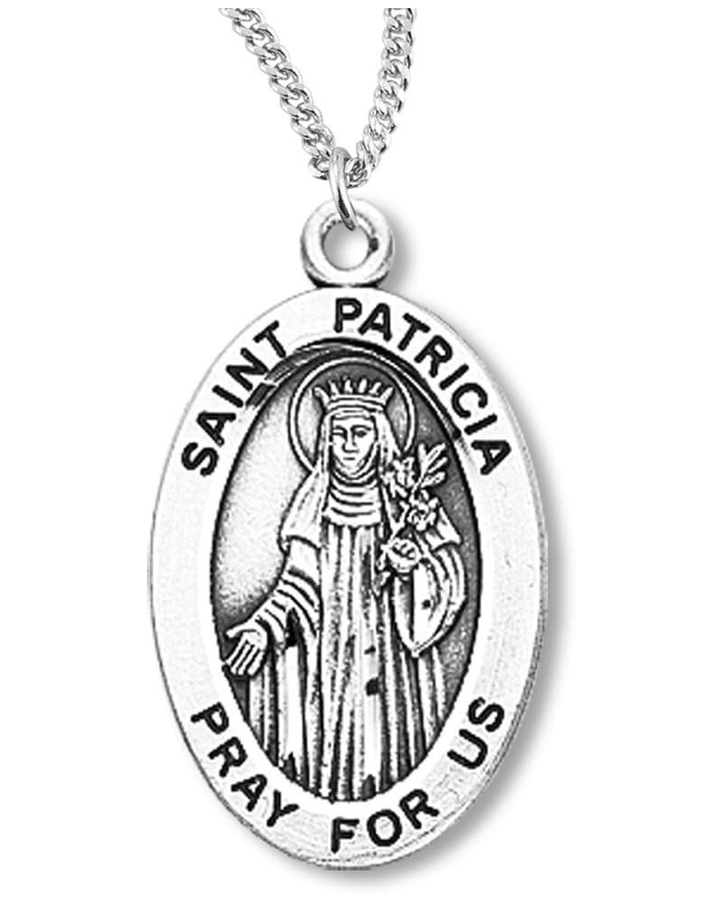 Women's Sterling Silver Oval Saint Patricia Pendant USA Made + Chain Choice 20" Sterling Silver Chain + Clasp $30.27 Necklaces