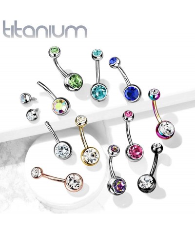 14G Solid G23 Implant Grade Titanium INTERNALLY THREADED Double Jeweled Naval Belly Ring AQUA - 7/16" (11mm) | 5 & 8mm Balls ...