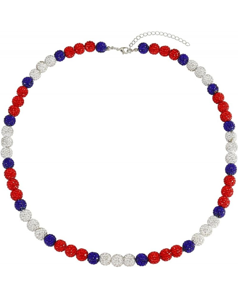 Phillies Baseball Necklace Red White Blue Rhinestone Beaded Philadelphia Necklace Baseball Inspired Bling Sparkle Phills Neck...