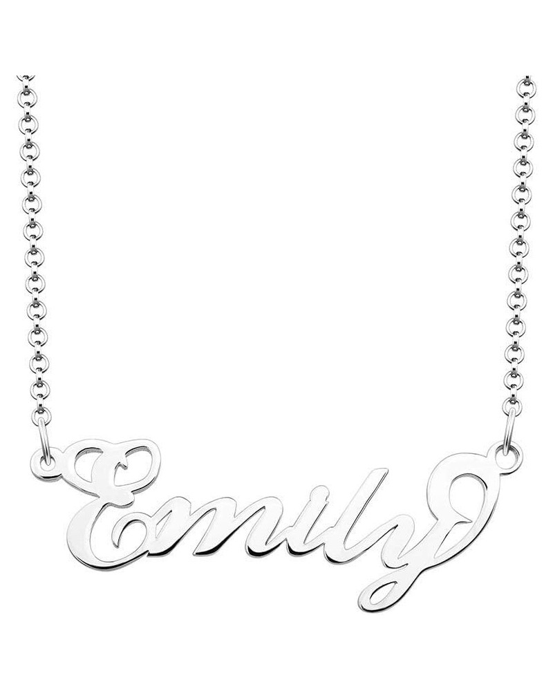 Casa De Novia Cursive Name Necklace Pendant Personalized Gift Custom Jewelry for Women Mom Men Girls Boys Emily - Silver $11....