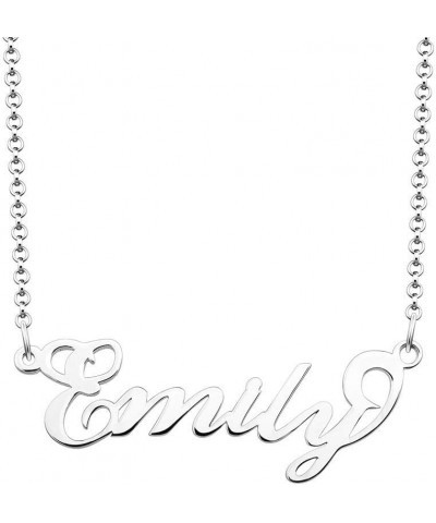 Casa De Novia Cursive Name Necklace Pendant Personalized Gift Custom Jewelry for Women Mom Men Girls Boys Emily - Silver $11....