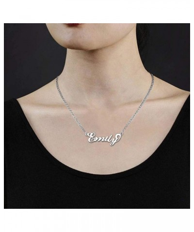 Casa De Novia Cursive Name Necklace Pendant Personalized Gift Custom Jewelry for Women Mom Men Girls Boys Emily - Silver $11....