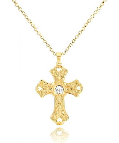 Cross Necklace for Women Girls, 14K Gold Plated Dainty Crucifix Necklace CZ Faith Gold Cross Pendant Necklaces, Diamond Cross...