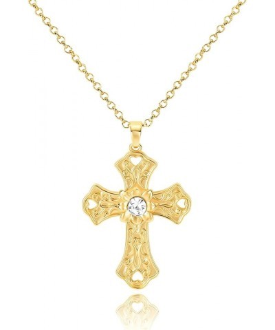 Cross Necklace for Women Girls, 14K Gold Plated Dainty Crucifix Necklace CZ Faith Gold Cross Pendant Necklaces, Diamond Cross...