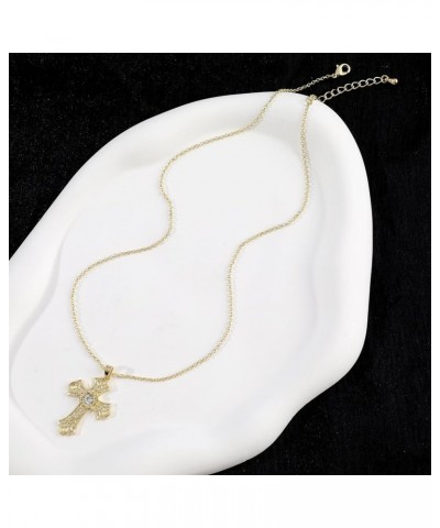 Cross Necklace for Women Girls, 14K Gold Plated Dainty Crucifix Necklace CZ Faith Gold Cross Pendant Necklaces, Diamond Cross...