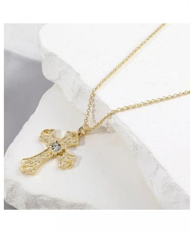 Cross Necklace for Women Girls, 14K Gold Plated Dainty Crucifix Necklace CZ Faith Gold Cross Pendant Necklaces, Diamond Cross...