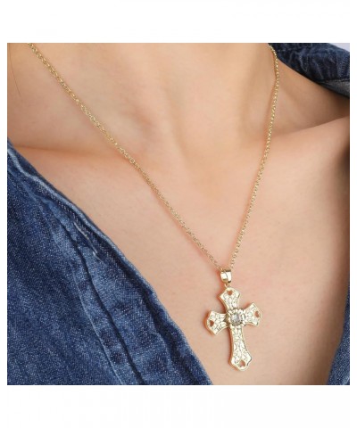 Cross Necklace for Women Girls, 14K Gold Plated Dainty Crucifix Necklace CZ Faith Gold Cross Pendant Necklaces, Diamond Cross...