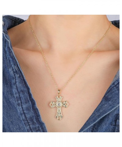 Cross Necklace for Women Girls, 14K Gold Plated Dainty Crucifix Necklace CZ Faith Gold Cross Pendant Necklaces, Diamond Cross...