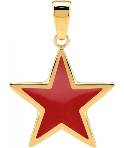 Star Shape Inlay White Gold Plated or 18K Yellow Gold Plated 925 Sterling Silver Five Point Star Small Size Pendant Jewelry f...