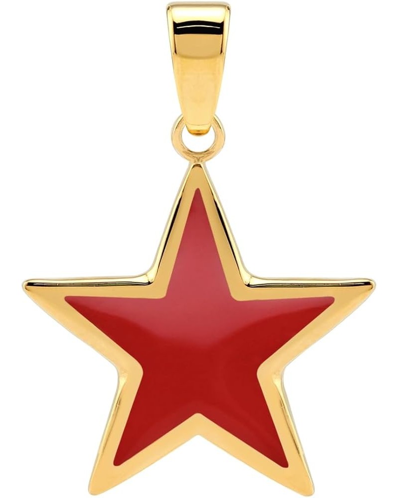 Star Shape Inlay White Gold Plated or 18K Yellow Gold Plated 925 Sterling Silver Five Point Star Small Size Pendant Jewelry f...