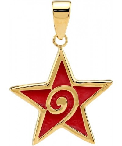 Star Shape Inlay White Gold Plated or 18K Yellow Gold Plated 925 Sterling Silver Five Point Star Small Size Pendant Jewelry f...