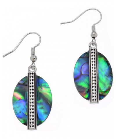 Silvertone Abalone Drop Earrings Abalone Oval $11.21 Earrings