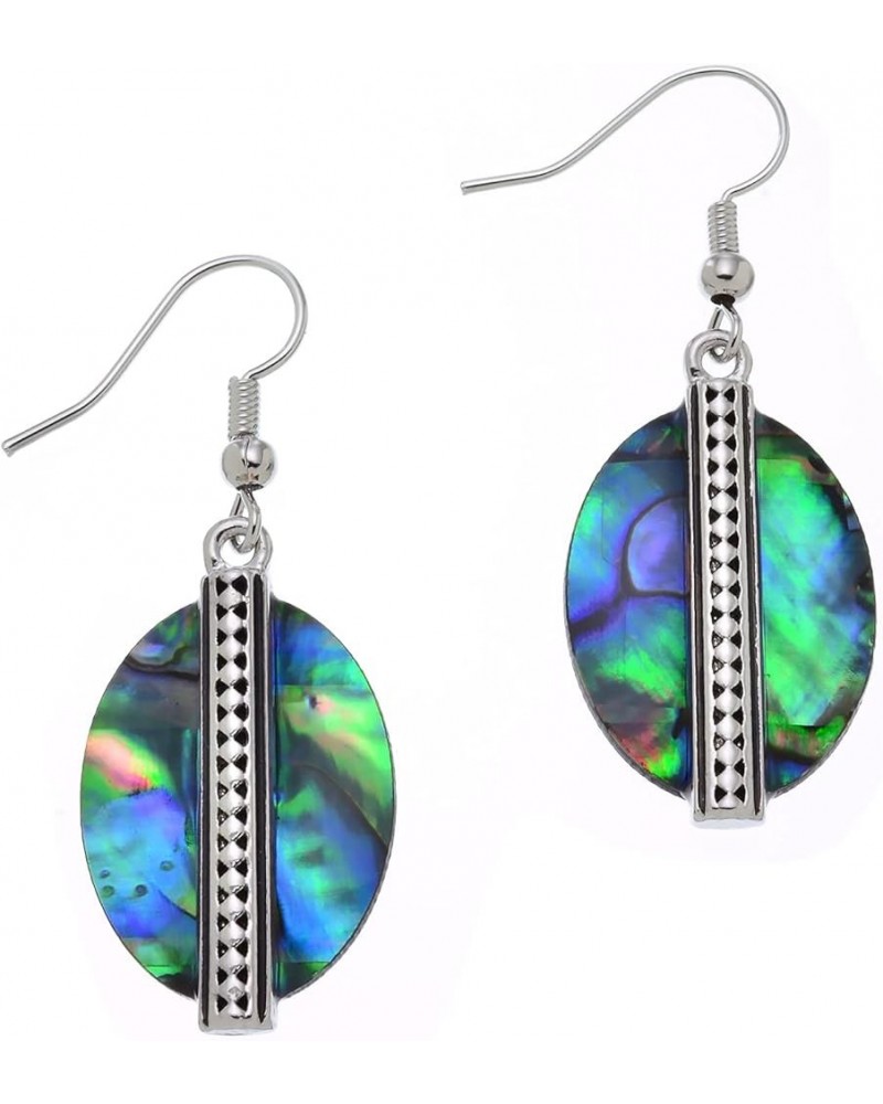 Silvertone Abalone Drop Earrings Abalone Oval $11.21 Earrings