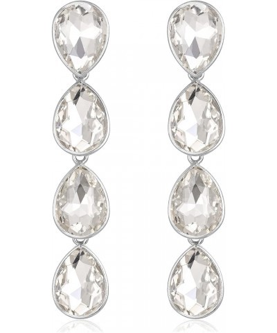 Wedding Austrian Crystal Teardrop Dangle Drop Earrings, Elegant Pear Shape Rhinestone Chandelier Earrings for Women A: Clear_...