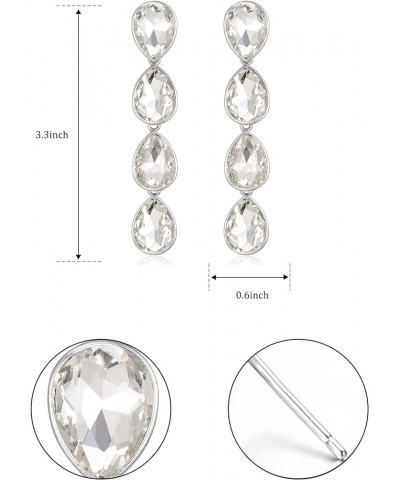 Wedding Austrian Crystal Teardrop Dangle Drop Earrings, Elegant Pear Shape Rhinestone Chandelier Earrings for Women A: Clear_...