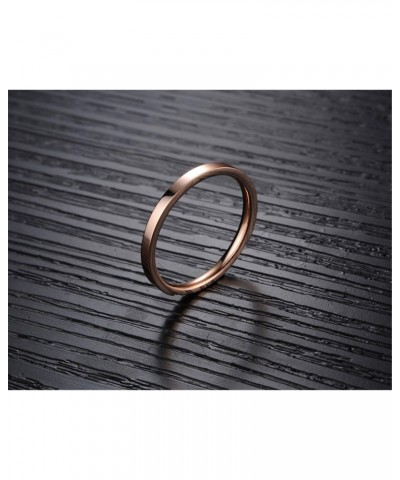 Women 2mm Luxury Titanium Stainless Steel Cubic Zirconia CZ Inlay Rose Gold Ring Wedding Engagement Band $9.27 Rings