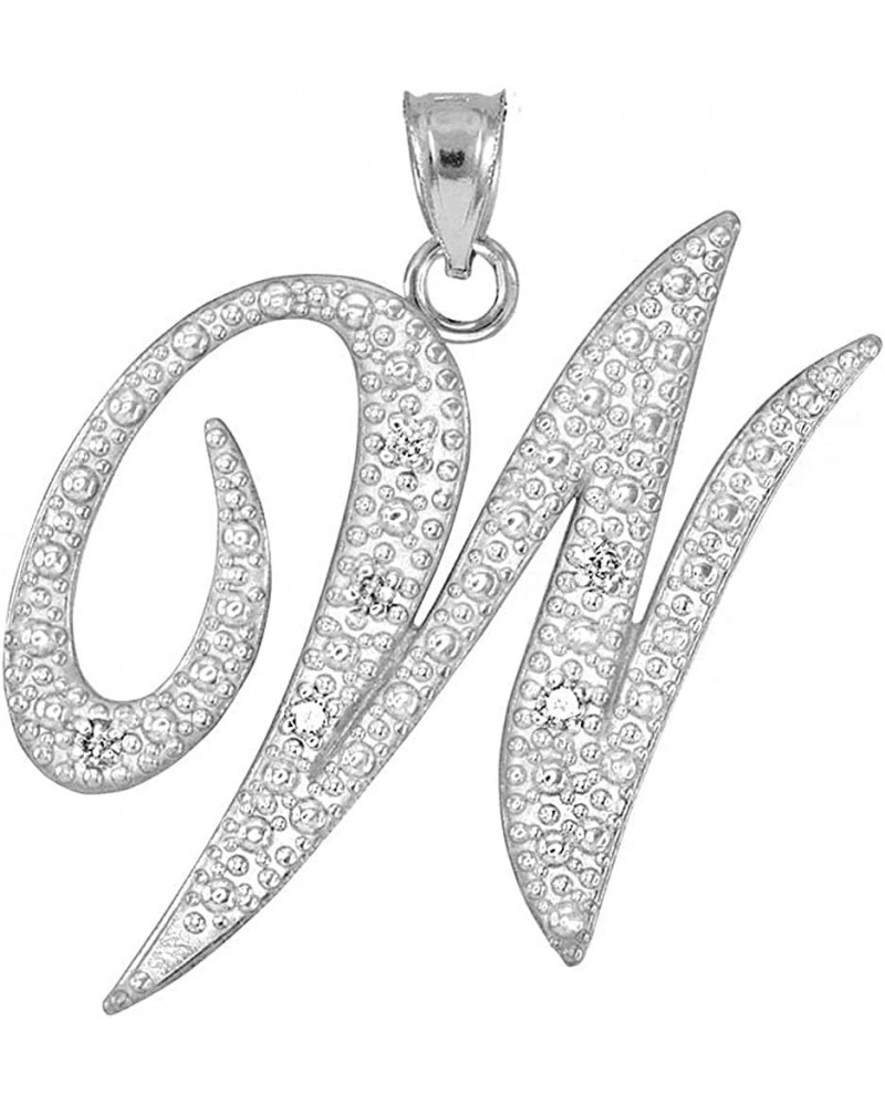 14K Gold Diamond Accented Fine Dangling Cursive Initial A-Z Charm 3/4" Pendant (J-K Color, I1-I2 Clarity) - Choice of Initial...