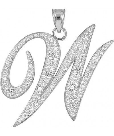 14K Gold Diamond Accented Fine Dangling Cursive Initial A-Z Charm 3/4" Pendant (J-K Color, I1-I2 Clarity) - Choice of Initial...