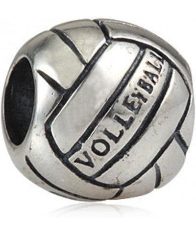 Volleyball Charm 925 Sterling Silver Ball Charm Sport Charm for Pandoar Bracelet (A) A $10.25 Bracelets