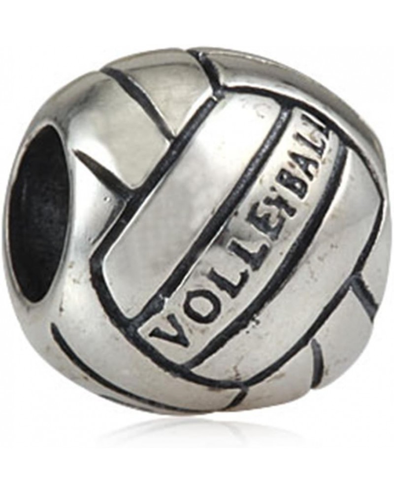 Volleyball Charm 925 Sterling Silver Ball Charm Sport Charm for Pandoar Bracelet (A) A $10.25 Bracelets